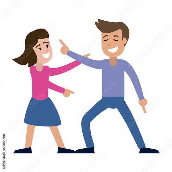 Fototapeta Couple dancing and smiling