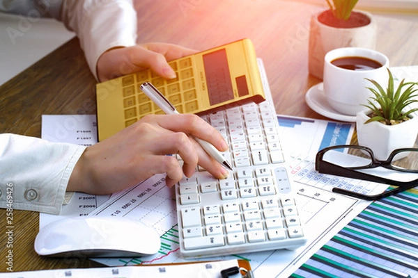 Obraz Accounting. Items for doing business in the office in the composition.