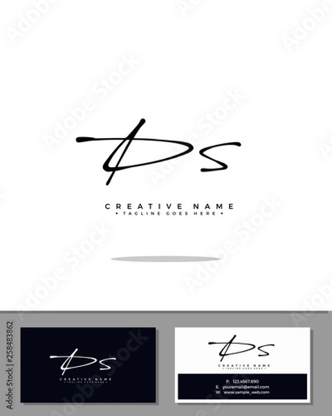 Obraz D S DS initial handwriting logo template vector.  signature logo concept