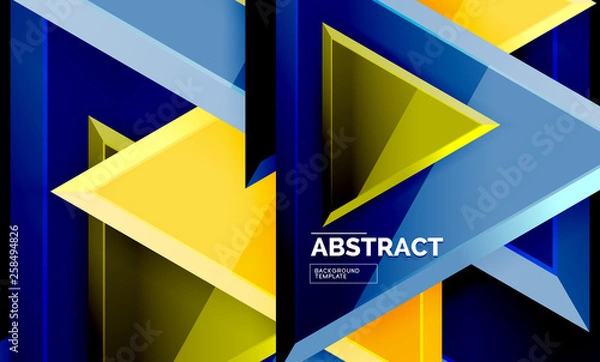 Fototapeta Tech futuristic geometric 3d shapes, minimal abstract background