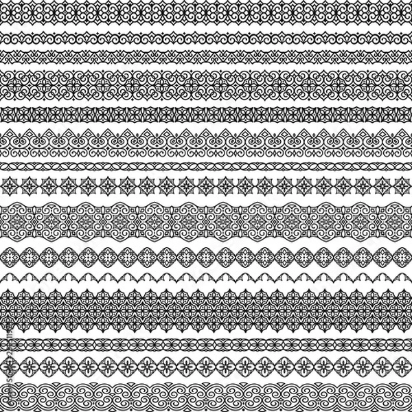 Fototapeta Vector set of seamless brushes in oriental motifs. Brushes included in file