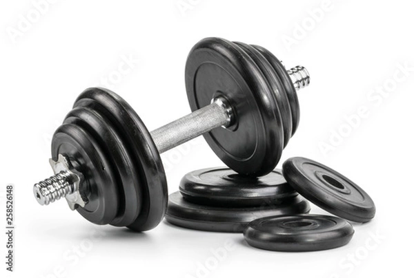 Obraz hantle na białym tle