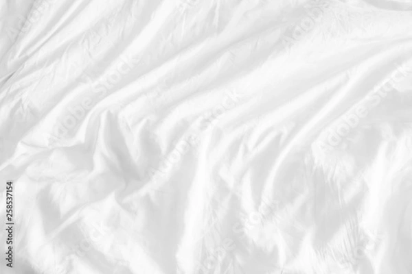Fototapeta Close up of bedding sheets with copy space.