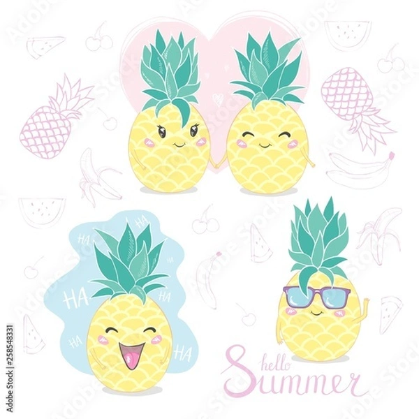 Fototapeta Pineapple, cute character for your design