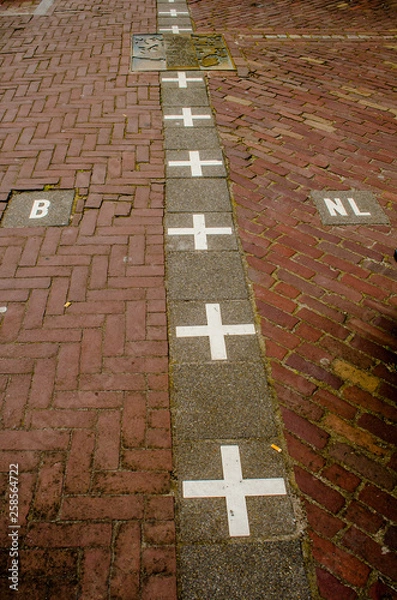Fototapeta belgium and netherlands border line