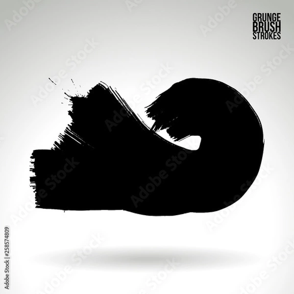 Fototapeta Black brush stroke and texture. Grunge vector abstract hand - painted element. Underline and border design.
