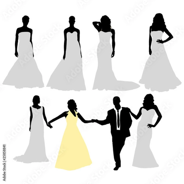 Obraz bride silhouette collection.Vector