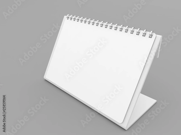 Fototapeta Calendar blank mockup on gray background. 3d render illustration..