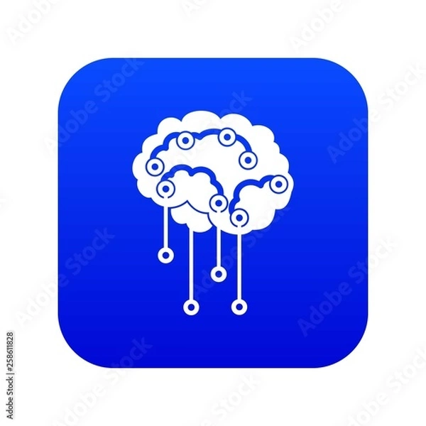 Fototapeta Sensors on human brain icon digital blue for any design isolated on white vector illustration