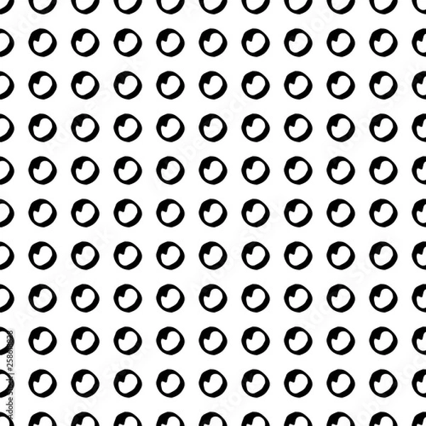 Fototapeta Abstract cute pattern with hand drawn polka dots. Trendy vector black and white cute pattern. Seamless monochrome cute pattern for fabric, wallpapers, wrapping paper, cards and web backgrounds.