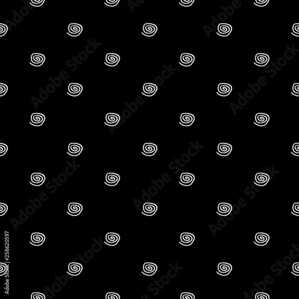 Fototapeta Abstract spiral pattern with hand drawn spirals. Cute vector black and white spiral pattern. Seamless monochrome spiral pattern for fabric, wallpapers, wrapping paper, cards and web backgrounds.