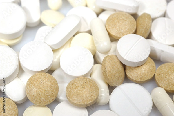 Fototapeta Group of medical pills and vitamins. can be used as background