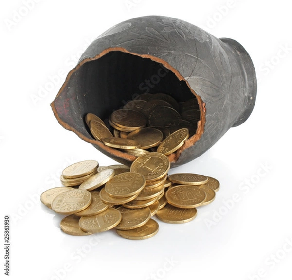 Obraz Broken amphora with coins