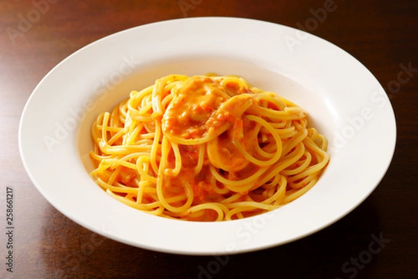 Fototapeta カニのトマトクリームパスタ