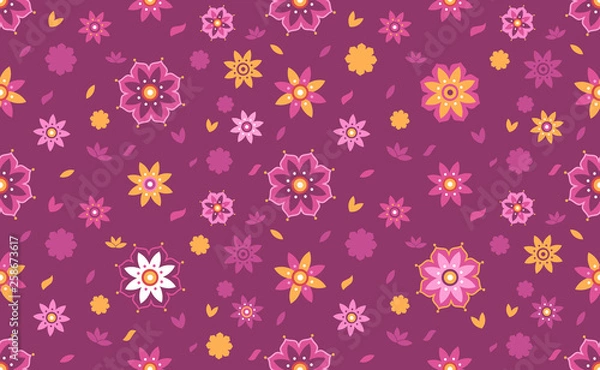 Fototapeta Lotus Flower Seamless Pattern Background