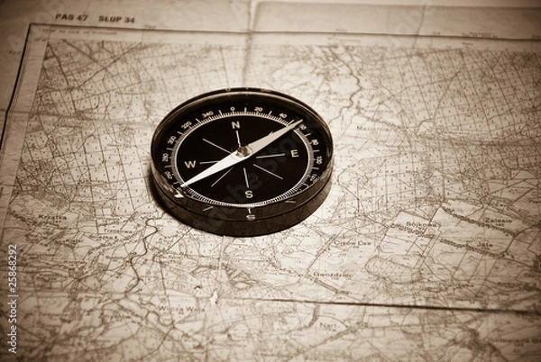 Obraz Compass & map