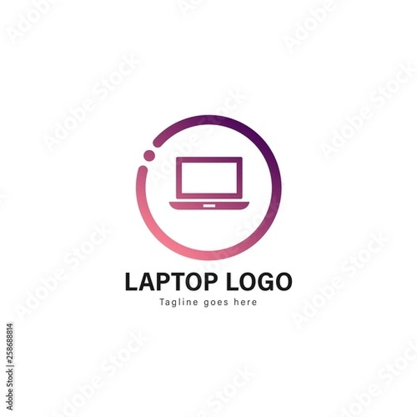 Fototapeta Laptop template design. Laptop logo with modern frame vector design