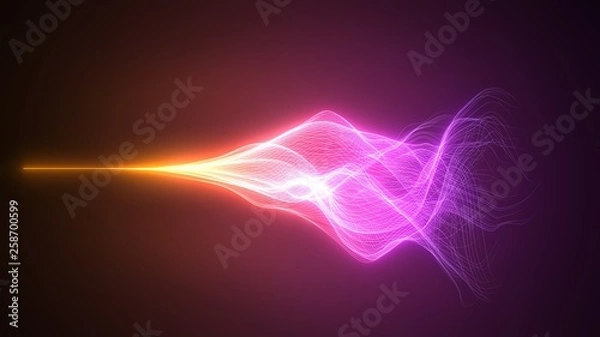Fototapeta wave motion with glowing energy trails. 3d illustration