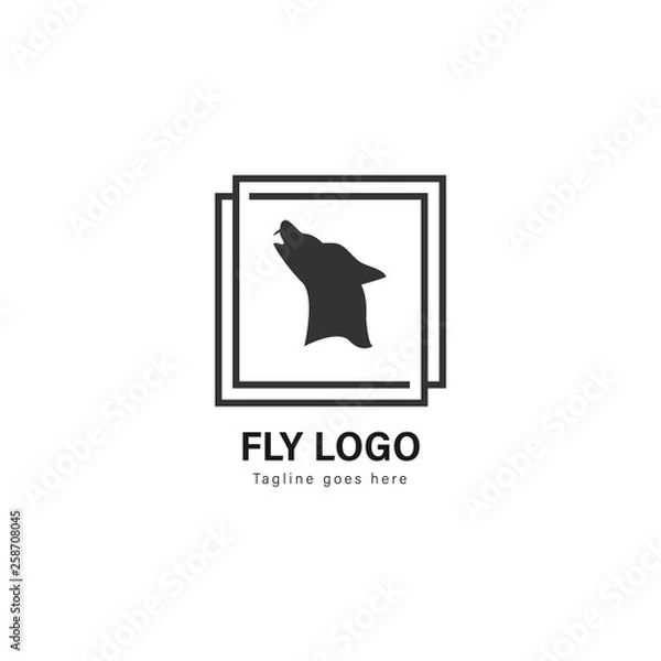 Fototapeta Wolf logo template design. Wolf logo with modern frame vector design