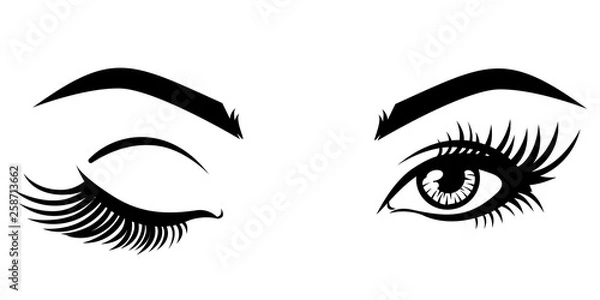 Obraz Vector illustration, with closed and open eyes 