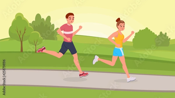 Obraz Scamper in park flat illustration