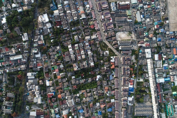 Obraz Modern city home and office block building with road