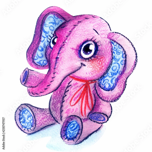 Obraz pink elephant, soft toy, drawing