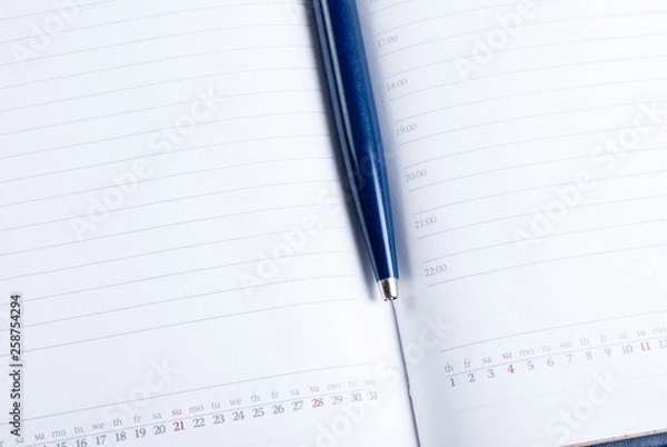 Obraz Open diary with a pen. Close-up