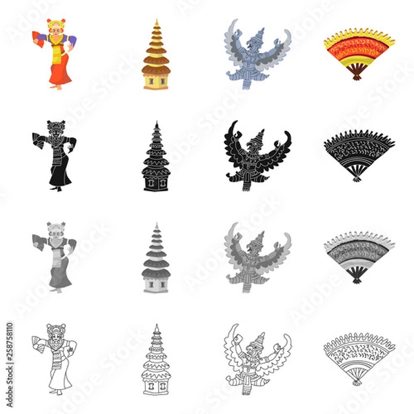 Fototapeta Isolated object of  and travel symbol. Set of  and traditional vector icon for stock.