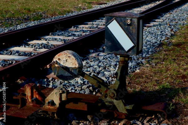 Fototapeta Rail track with switchman