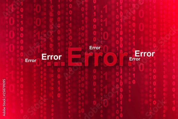 Fototapeta Binary code against red background. Error