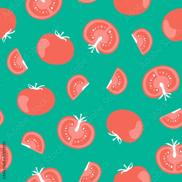 Fototapeta vector seamless vegetable texture with tomatoes