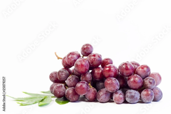 Fototapeta branch of red grape isolated on white background