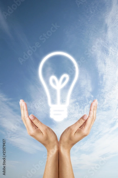 Fototapeta bulb in hands