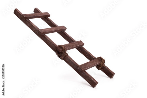 Obraz Old wooden staircase on a white background