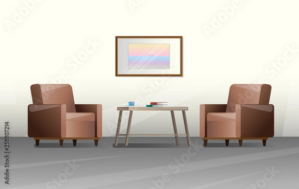 Obraz Interior in a flat style. Furniture for living room. Vector