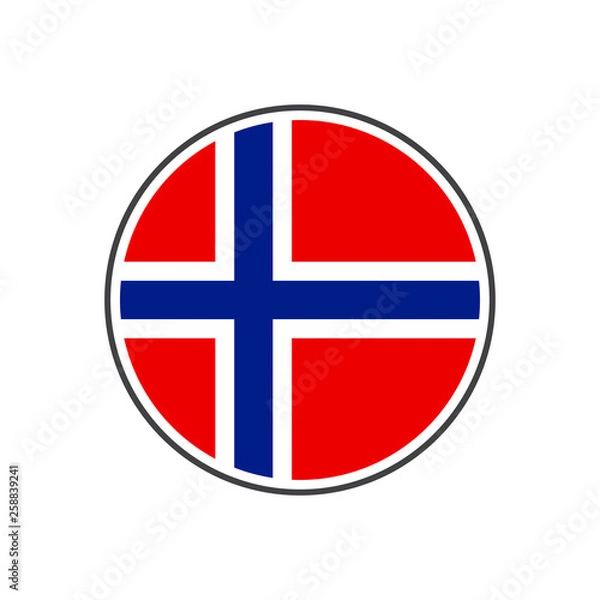 Fototapeta Circle norway flag with icon vector isolated on white background