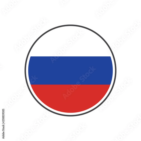 Obraz Circle russia flag with icon vector isolated on white background