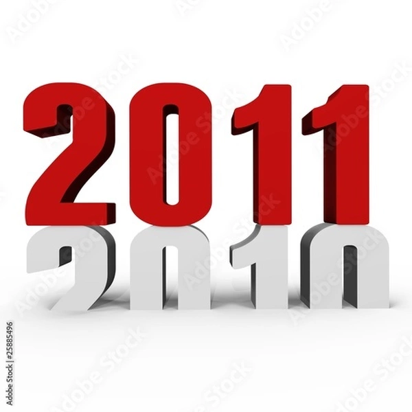 Obraz New Year 2011 pushing 2010 down - a 3d image
