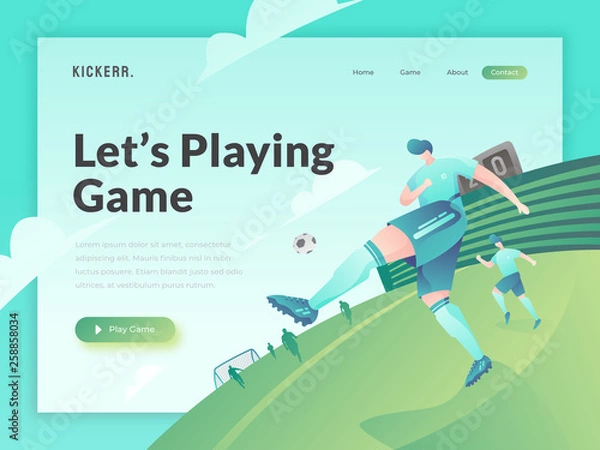 Obraz Football player vector flat illustration.