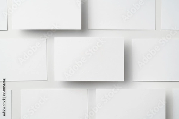 Fototapeta top view of business card isolated on white