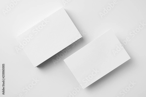 Fototapeta top view of 2 business card isolated on white