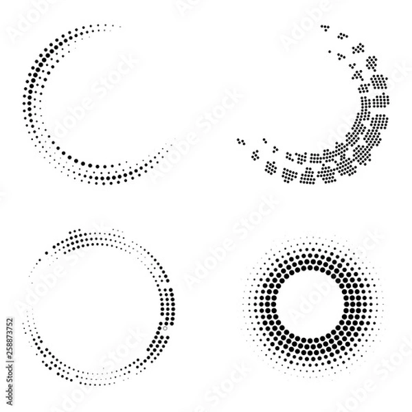 Obraz Set of round halftone frames. Abstract vector design elements