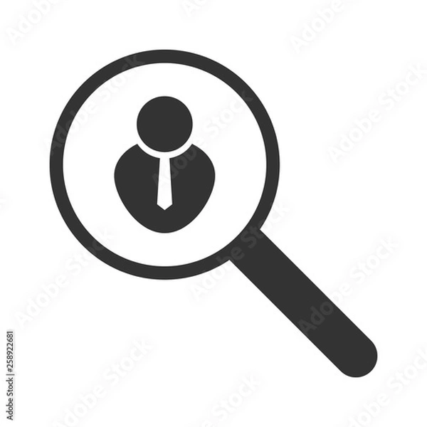 Obraz Vacant position icon or searching job or employee. Search people. Vector concept pictogram magnifier.
