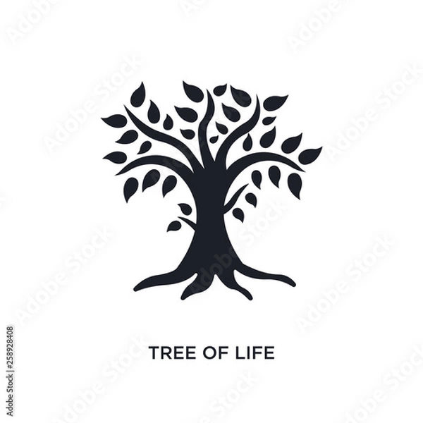 Fototapeta czarne drzewo życia ikona na białym tle wektor. prosty element ilustracji z ikon wektorowych koncepcji religii. drzewo życia edytowalny projekt symbolu logo na białym tle. może być używany w sieci i na urządzeniach mobilnych