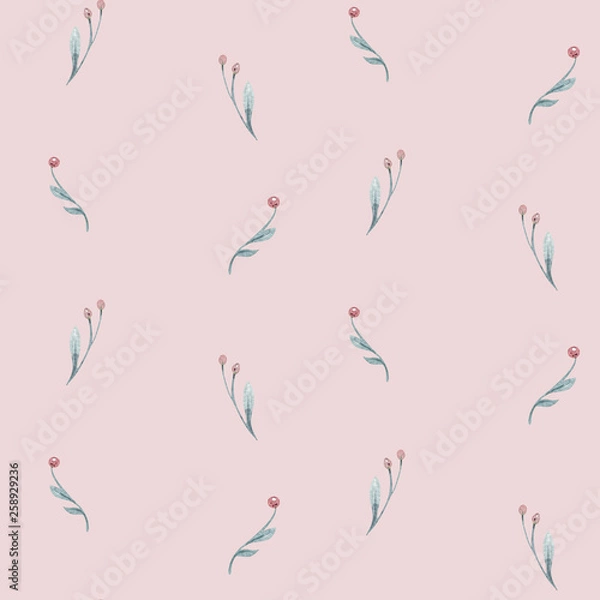 Fototapeta Seamless pattern with spring willow flowers and leaves. Easter Hand drawn background with pussy-willow branch. floral pattern for wallpaper or fabric.
