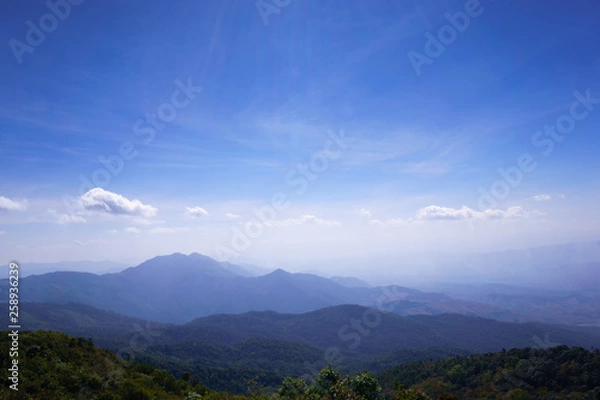 Fototapeta landscape with mountains and clouds