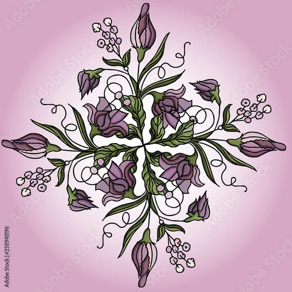 Obraz Beautiful flower. Circular ornament. Vector illustration.
