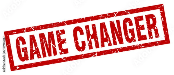 Obraz square grunge red game changer stamp