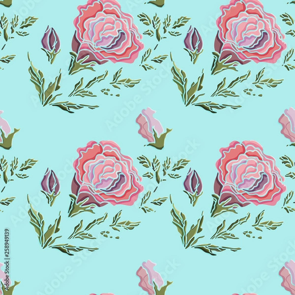 Obraz Roses Pattern.Flowers. Vector seamless background.Seamless pattern can be used for Wallpaper, patterned fills, web page background,surface texture.